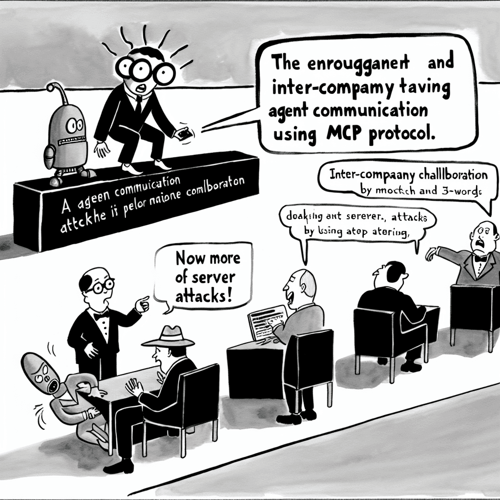 風刺画: MCPプロトコルを利用したエージェント通信の課題と最新動向