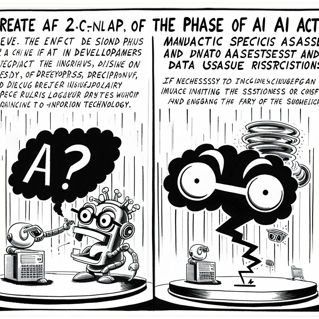 風刺画: EU AI Act第2フェーズが開発者に及ぼす具体的影響とは?