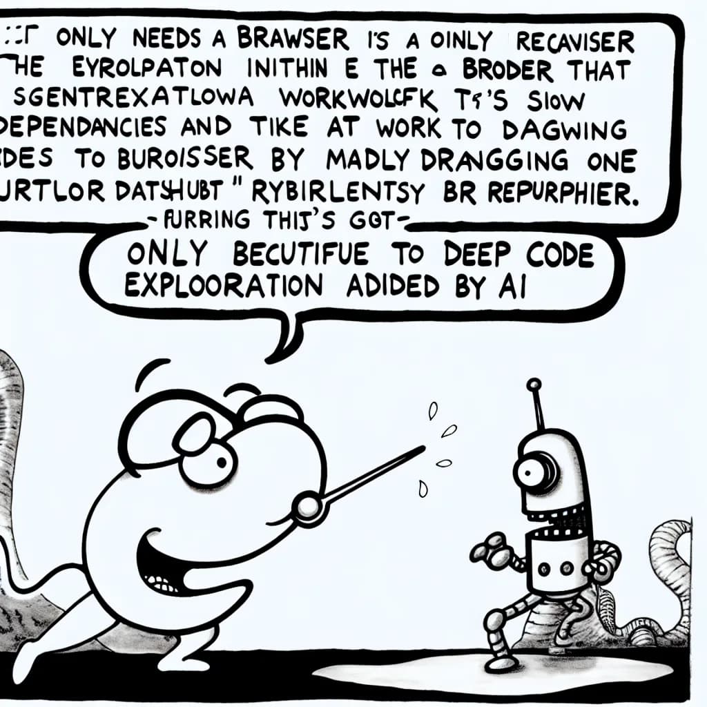 風刺画: GitNexus: ブラウザで完結するコードリポジトリ探索ツール